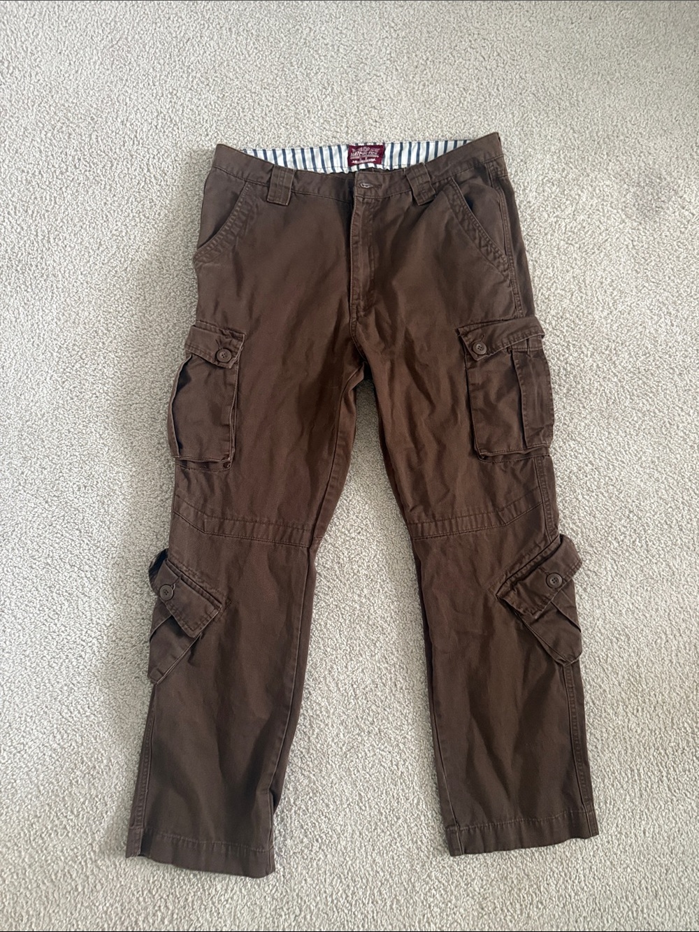 Men's Brown Cargo Utility Pants with Multi-Pocket Design